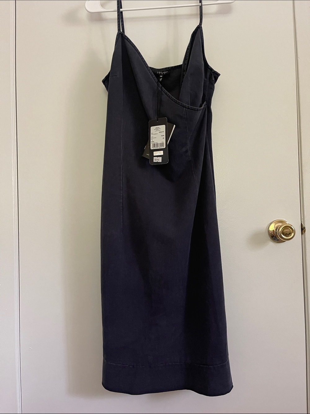 Escada Navy Blue Midi Slip Dress with Spaghetti Straps